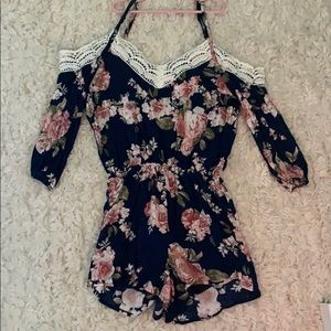 Floral Cold Shoulder Romper